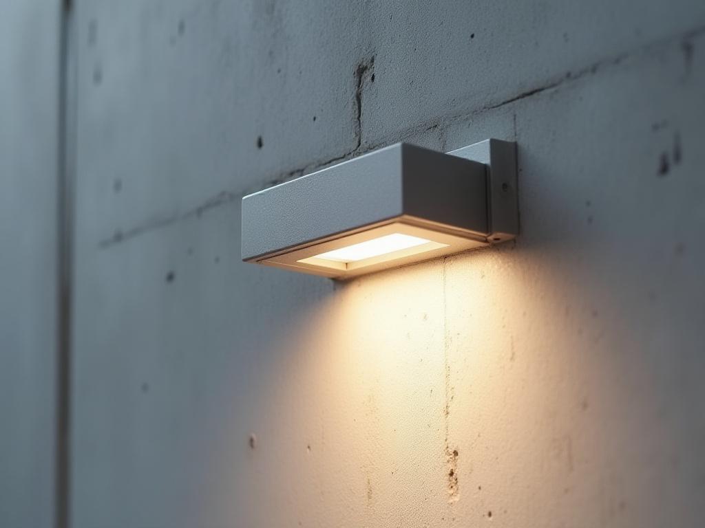Detailaufnahme einer indirekten Beleuchtung in einer Betonwand